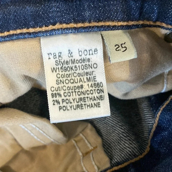 Rag & Bone The Dre Boyfriend Low Rise Slim Skinny Jean in Snoqualme Sz 25 - Picture 7 of 7